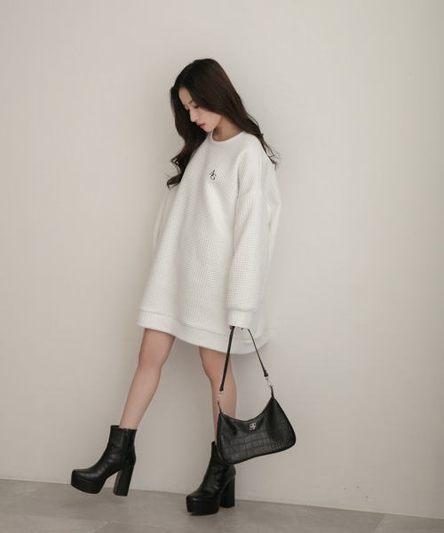 ANDGEEBEE(アンジービー)の「【UNISEX】ジャガードワッフルトップス(その他トップス・レディース・ホワイト/ブラック・MEDIUM)」の16枚目の写真