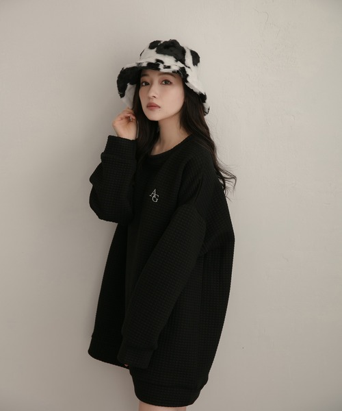 ANDGEEBEE(アンジービー)の「【UNISEX】ジャガードワッフルトップス(その他トップス・レディース・ホワイト/ブラック・MEDIUM)」の12枚目の写真