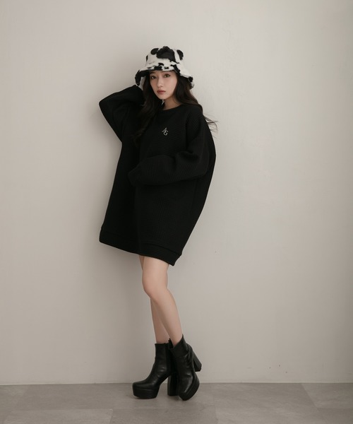 ANDGEEBEE(アンジービー)の「【UNISEX】ジャガードワッフルトップス(その他トップス・レディース・ホワイト/ブラック・MEDIUM)」の4枚目の写真