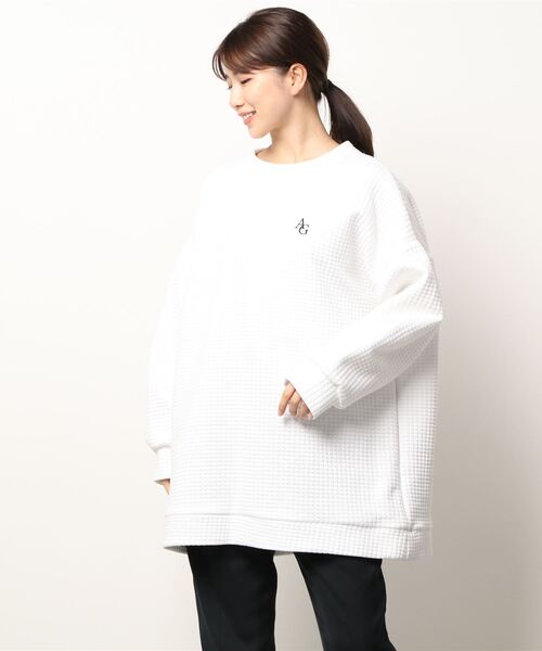 ANDGEEBEE(アンジービー)の「【UNISEX】ジャガードワッフルトップス(その他トップス・レディース・ホワイト/ブラック・MEDIUM)」の7枚目の写真