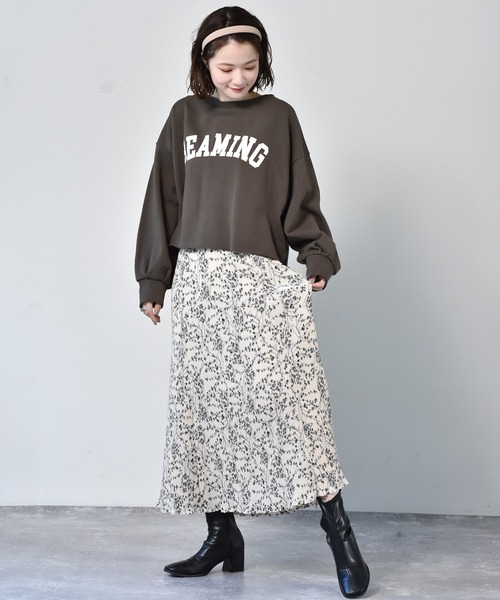 RETRO GIRL（レトロガール）の「ロゴショートトレーナー（スウェット・レディース・オフホワイト/チャコールグレー/ライトグレー/オレンジ・FREE）」の14枚目の写真