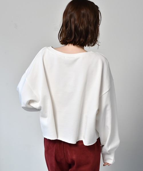 RETRO GIRL（レトロガール）の「ロゴショートトレーナー（スウェット・レディース・オフホワイト/チャコールグレー/ライトグレー/オレンジ・FREE）」の9枚目の写真