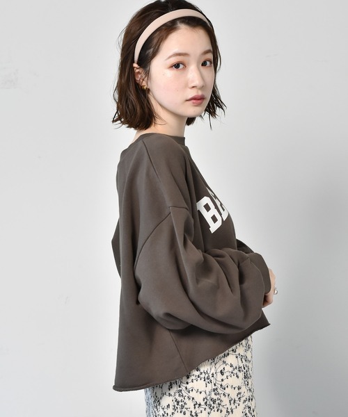 RETRO GIRL（レトロガール）の「ロゴショートトレーナー（スウェット・レディース・オフホワイト/チャコールグレー/ライトグレー/オレンジ・FREE）」の18枚目の写真