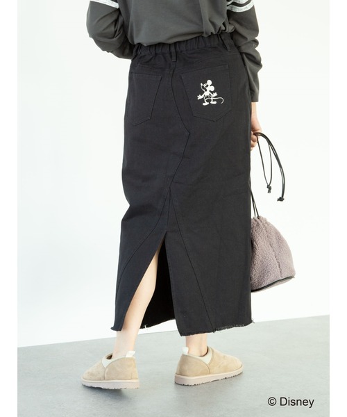 Disney（ディズニー）の「綿ツイルロングスカート/Mickey（スカート・レディース・ブラック/ベージュ・M/L）」の2枚目の写真