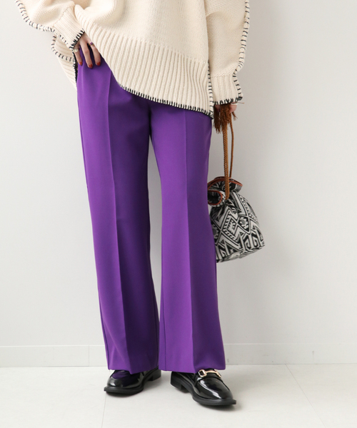 Simplicite（サンプリシテ）の「カラーイージー セミフレアパンツ◆（スラックス・レディース・ブラック/パープル/ピンク・FREE）」の2枚目の写真