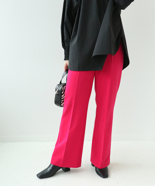 Simplicite（サンプリシテ）の「カラーイージー セミフレアパンツ◆（スラックス・レディース・ブラック/パープル/ピンク・FREE）」の3枚目の写真