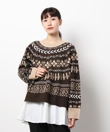 【HONEYSUCKLE ROSE】フェイクレイヤード柄ニット