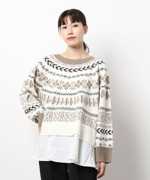 HONEYSUCKLE ROSE | 【HONEYSUCKLE ROSE】フェイクレイヤード柄ニット(ニット/セーター)