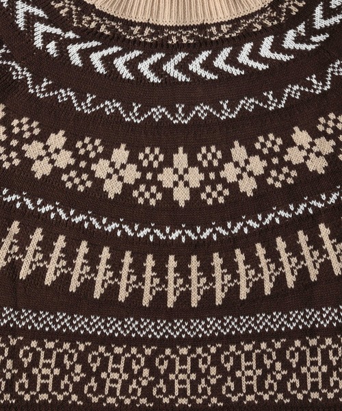 HONEYSUCKLE ROSE（ハニーサックルローズ）の「【HONEYSUCKLE ROSE】フェイクレイヤード柄ニット（ニット/セーター・レディース・ブラウン/オフホワイト・L/M）」の7枚目の写真