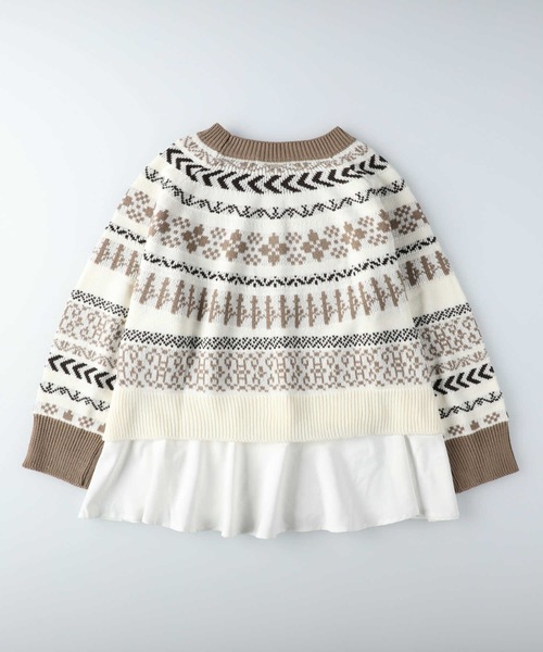 HONEYSUCKLE ROSE（ハニーサックルローズ）の「【HONEYSUCKLE ROSE】フェイクレイヤード柄ニット（ニット/セーター・レディース・ブラウン/オフホワイト・L/M）」の10枚目の写真