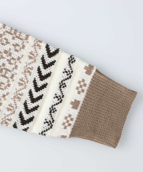 HONEYSUCKLE ROSE（ハニーサックルローズ）の「【HONEYSUCKLE ROSE】フェイクレイヤード柄ニット（ニット/セーター・レディース・ブラウン/オフホワイト・L/M）」の12枚目の写真