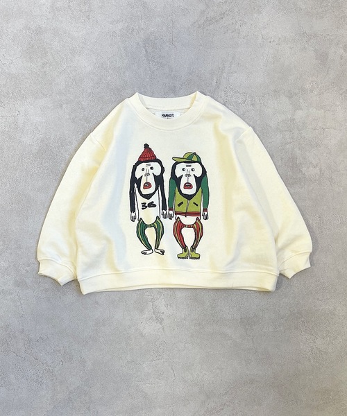 HOGAN RANCH WEAR(ホーガンランチウエア)の「イラストワイドトレーナー/H-6870(80~130cm)(スウェット・キッズ・ライトグレー/ミント/オフホワイト・110/130/95/100/90/80/120)」の2枚目の写真