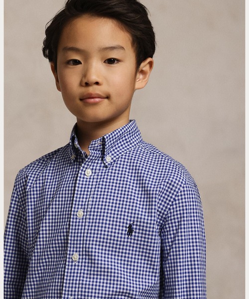 POLO RALPH LAUREN CHILDRENSWEAR（ポロ ラルフ ローレン チルドレンズウェア）の「ギンガム コットン ポプリン シャツ（シャツ/ブラウス・キッズ・ブルー・S/M/L/XL）」の7枚目の写真