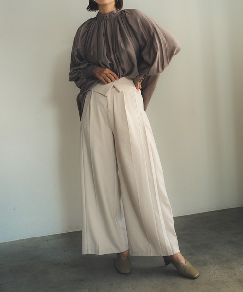 LADYMADE（レディメイド）の「フラップウエストプリーツパンツ（その他パンツ・レディース・ブラウン/アイボリー/その他・FREE）」の13枚目の写真