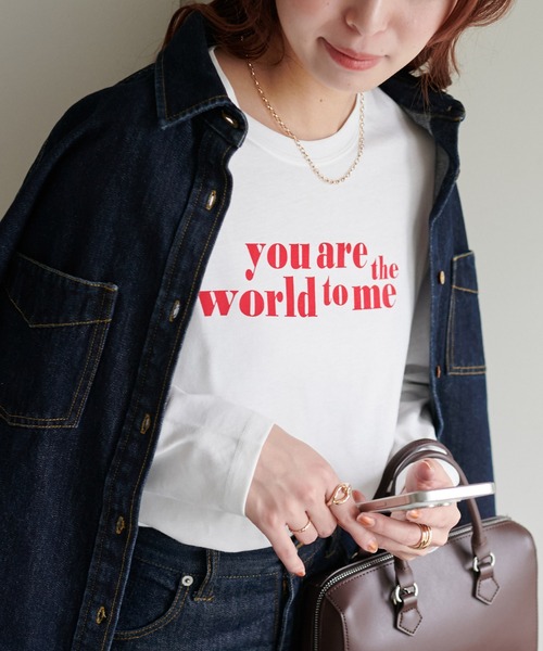 DISCOAT（ディスコート）の「【WEB限定】アメリカンロゴロングTシャツ（Tシャツ/カットソー・レディース・チャコールグレー/アイボリー/ホワイト×グリーン/ホワイト×ブラック/ピンク/ホワイト×ブルー/ホワイト系その他3/ホワイト×シルバー・FREE）」の7枚目の写真