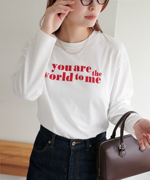 DISCOAT（ディスコート）の「【WEB限定】アメリカンロゴロングTシャツ（Tシャツ/カットソー・レディース・チャコールグレー/アイボリー/ホワイト×グリーン/ホワイト×ブラック/ピンク/ホワイト×ブルー/ホワイト系その他3/ホワイト×シルバー・FREE）」の17枚目の写真