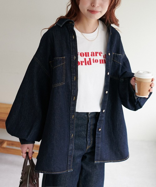 DISCOAT（ディスコート）の「【WEB限定】アメリカンロゴロングTシャツ（Tシャツ/カットソー・レディース・チャコールグレー/アイボリー/ホワイト×グリーン/ホワイト×ブラック/ピンク/ホワイト×ブルー/ホワイト系その他3/ホワイト×シルバー・FREE）」の14枚目の写真