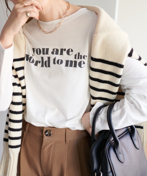 DISCOAT（ディスコート）の「【WEB限定】アメリカンロゴロングTシャツ（Tシャツ/カットソー・レディース・チャコールグレー/アイボリー/ホワイト×グリーン/ホワイト×ブラック/ピンク/ホワイト×ブルー/ホワイト系その他3/ホワイト×シルバー・FREE）」の21枚目の写真