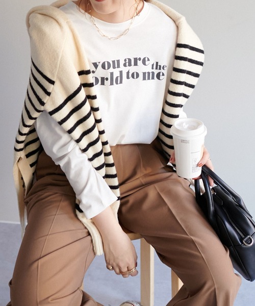 DISCOAT（ディスコート）の「【WEB限定】アメリカンロゴロングTシャツ（Tシャツ/カットソー・レディース・チャコールグレー/アイボリー/ホワイト×グリーン/ホワイト×ブラック/ピンク/ホワイト×ブルー/ホワイト系その他3/ホワイト×シルバー・FREE）」の20枚目の写真