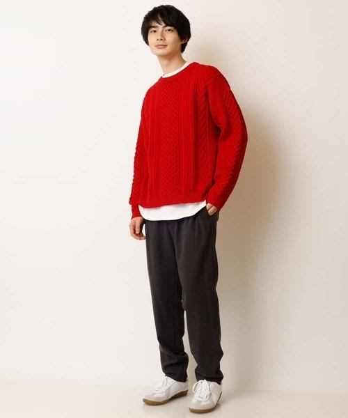 a.v.v(アーヴェヴェ)の「【2点SET/洗濯機で洗える】カットソー付きアラン編みクルーネックニット(ニット/セーター・メンズ・ベージュ/アイボリー/ネイビー/ブルー/レッド・44/46/50/48)」の13枚目の写真