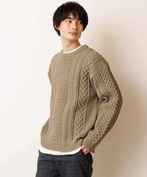 a.v.v(アーヴェヴェ)の「【2点SET/洗濯機で洗える】カットソー付きアラン編みクルーネックニット(ニット/セーター・メンズ・ベージュ/アイボリー/ネイビー/ブルー/レッド・44/46/50/48)」の20枚目の写真