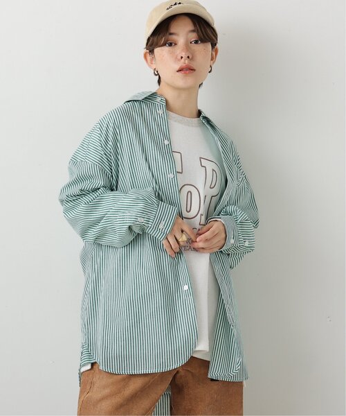 DOUBLE NAME(ダブルネーム)の「グランパストライプシャツ(シャツ/ブラウス・レディース・グレー/サックスブルー/イエロー/グリーン・FREE)」の3枚目の写真