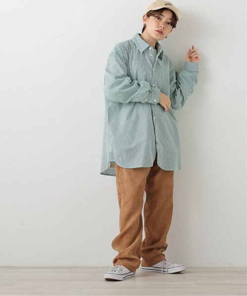 DOUBLE NAME(ダブルネーム)の「グランパストライプシャツ(シャツ/ブラウス・レディース・グレー/サックスブルー/イエロー/グリーン・FREE)」の16枚目の写真