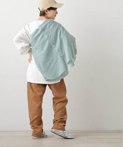DOUBLE NAME(ダブルネーム)の「グランパストライプシャツ(シャツ/ブラウス・レディース・グレー/サックスブルー/イエロー/グリーン・FREE)」の6枚目の写真