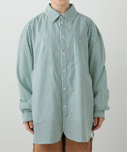 DOUBLE NAME(ダブルネーム)の「グランパストライプシャツ(シャツ/ブラウス・レディース・グレー/サックスブルー/イエロー/グリーン・FREE)」の20枚目の写真
