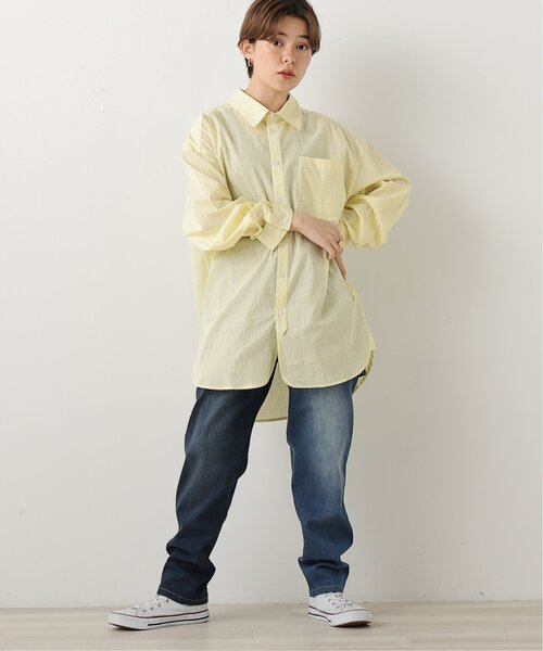 DOUBLE NAME(ダブルネーム)の「グランパストライプシャツ(シャツ/ブラウス・レディース・グレー/サックスブルー/イエロー/グリーン・FREE)」の15枚目の写真