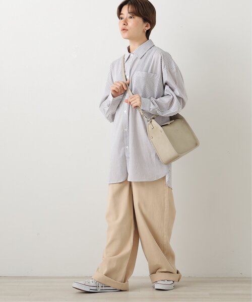 DOUBLE NAME(ダブルネーム)の「グランパストライプシャツ(シャツ/ブラウス・レディース・グレー/サックスブルー/イエロー/グリーン・FREE)」の12枚目の写真