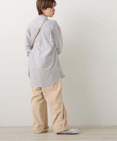 DOUBLE NAME(ダブルネーム)の「グランパストライプシャツ(シャツ/ブラウス・レディース・グレー/サックスブルー/イエロー/グリーン・FREE)」の8枚目の写真