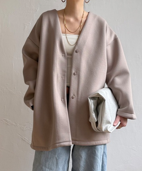 LBC(エルビーシー)の「【WEB限定】ボンディングコーディガン(ブルゾン・レディース・グリーン/ベージュ/ブラウン・L/M)」の2枚目の写真