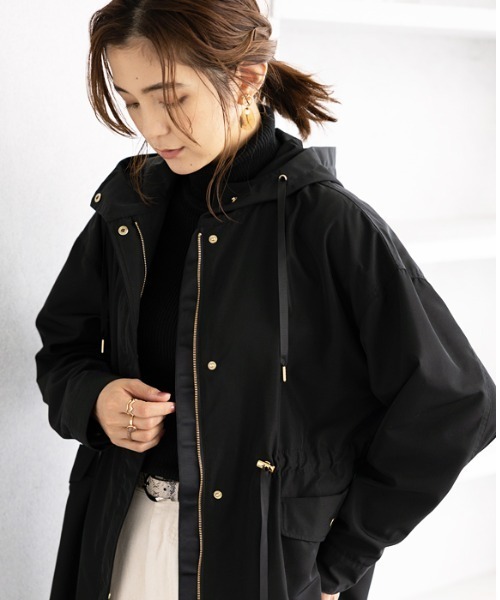 GeeRA（ジーラ）の「ウエストドロストマウンテンパーカー（マウンテンパーカー・レディース・ブラック/ライトベージュ/ライトカーキ・SMALL/LARGE/X-LARGE/XX-LARGE/MEDIUM）」の13枚目の写真