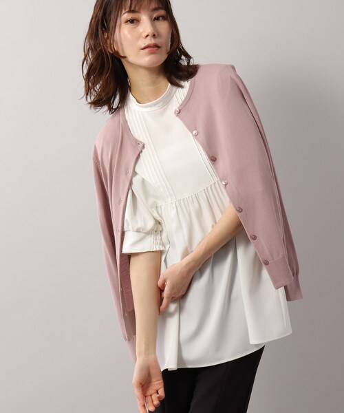 SOUP（スープ）の「◆接触冷感・UVカット/クルーネックカーディガン（カーディガン/ボレロ・レディース・ライトグレー/ライトブルー/ブラック/ダークブラウン/ベビーピンク/ホワイト系5・11/15 /13/09）」の6枚目の写真