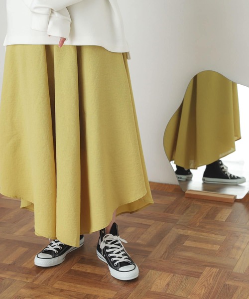 SENSE OF PLACE by URBAN RESEARCH（センスオブプレイスバイアーバンリサーチ）の「ハイウエストイレギュラーヘムスカート（スカート・レディース・イエロー/ブラック/ベージュ・ONE）」の3枚目の写真