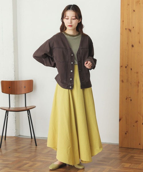 SENSE OF PLACE by URBAN RESEARCH（センスオブプレイスバイアーバンリサーチ）の「ハイウエストイレギュラーヘムスカート（スカート・レディース・イエロー/ブラック/ベージュ・ONE）」の9枚目の写真