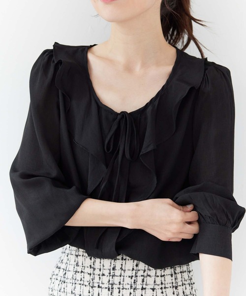 fifth(フィフス)の「レーヨンフリルカラーブラウス(シャツ/ブラウス・レディース・ホワイト/ブラック・M)」の19枚目の写真