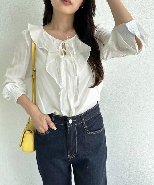 fifth(フィフス)の「レーヨンフリルカラーブラウス(シャツ/ブラウス・レディース・ホワイト/ブラック・M)」の21枚目の写真