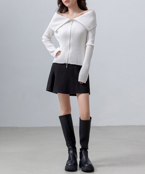 DAY CLOSET（デイ クローゼット）の「レディース 切り替えミニフレアヘムスカート（スカート・レディース・ブラック/ベージュ・M/L）」の12枚目の写真