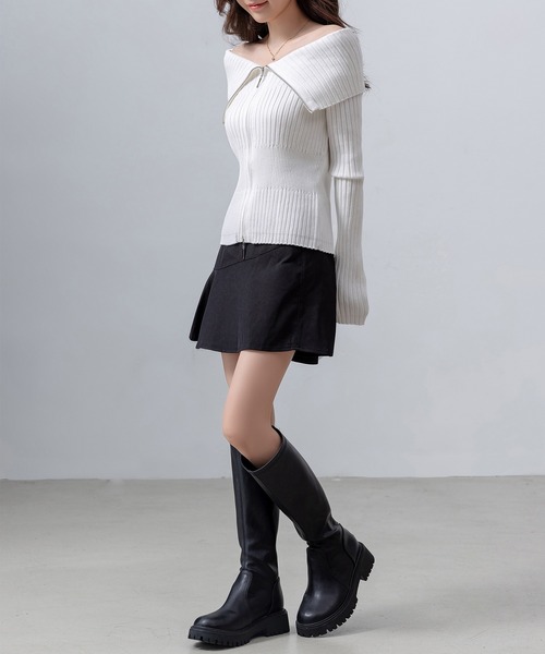 DAY CLOSET（デイ クローゼット）の「レディース 切り替えミニフレアヘムスカート（スカート・レディース・ブラック/ベージュ・M/L）」の14枚目の写真