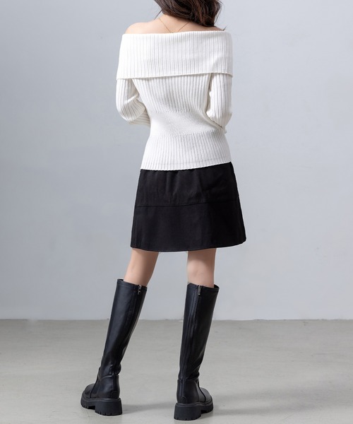 DAY CLOSET（デイ クローゼット）の「レディース 切り替えミニフレアヘムスカート（スカート・レディース・ブラック/ベージュ・M/L）」の15枚目の写真