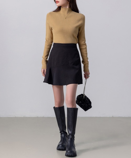 DAY CLOSET（デイ クローゼット）の「レディース 切り替えミニフレアヘムスカート（スカート・レディース・ブラック/ベージュ・M/L）」の16枚目の写真