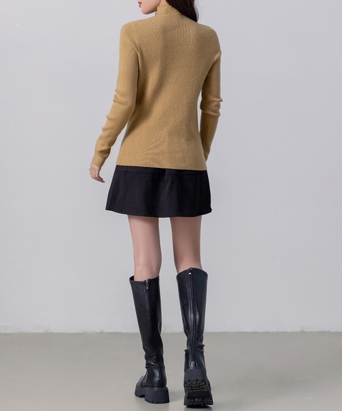 DAY CLOSET（デイ クローゼット）の「レディース 切り替えミニフレアヘムスカート（スカート・レディース・ブラック/ベージュ・M/L）」の17枚目の写真