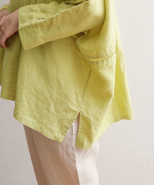 URBAN RESEARCH DOORS（アーバンリサーチドアーズ）の「リネンレーストリミングプルオーバーシャツ（シャツ/ブラウス・レディース・チャコールグレー/イエロー/ライトベージュ・1）」の10枚目の写真