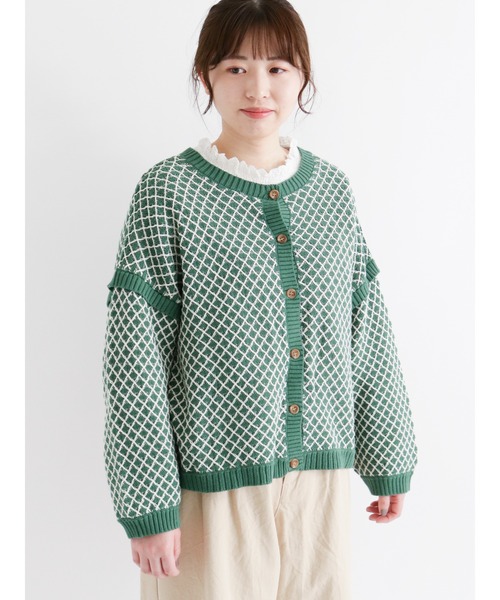 Samansa Mos2(サマンサ モスモス)の「前後2WAY柄編みニット(ニット/セーター・レディース・イエロー/ブルー/キナリ/ベージュ/グリーン/チャコール・フリ-)」の5枚目の写真