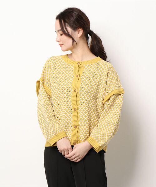 Samansa Mos2(サマンサ モスモス)の「前後2WAY柄編みニット(ニット/セーター・レディース・イエロー/ブルー/キナリ/ベージュ/グリーン/チャコール・フリ-)」の11枚目の写真