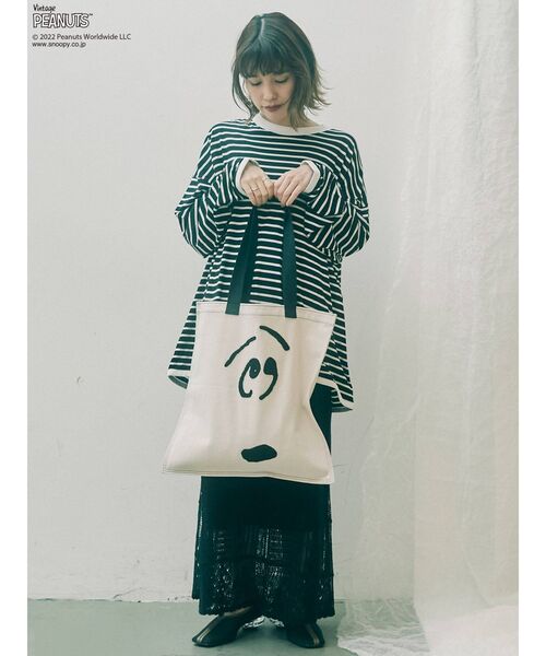 merry jenny（メリージェニー）の「PEANUTS tote bag（トートバッグ・レディース・オフホワイト/ブラック・FREE）」の8枚目の写真
