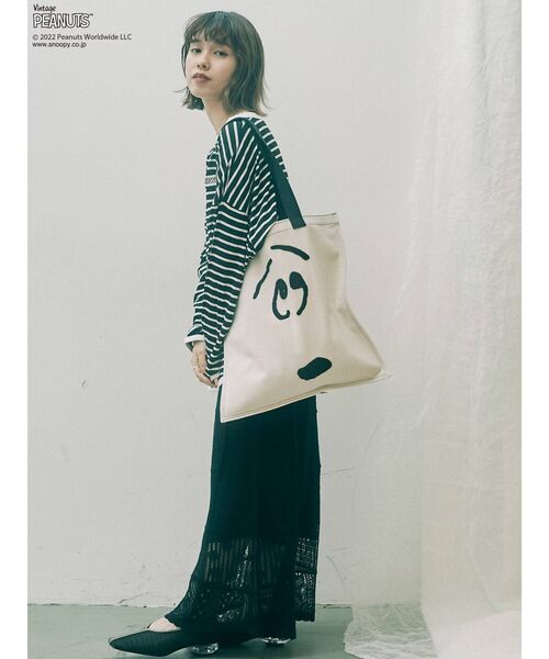 merry jenny（メリージェニー）の「PEANUTS tote bag（トートバッグ・レディース・オフホワイト/ブラック・FREE）」の9枚目の写真