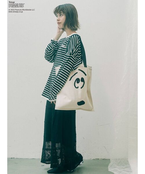 merry jenny（メリージェニー）の「PEANUTS tote bag（トートバッグ・レディース・オフホワイト/ブラック・FREE）」の10枚目の写真